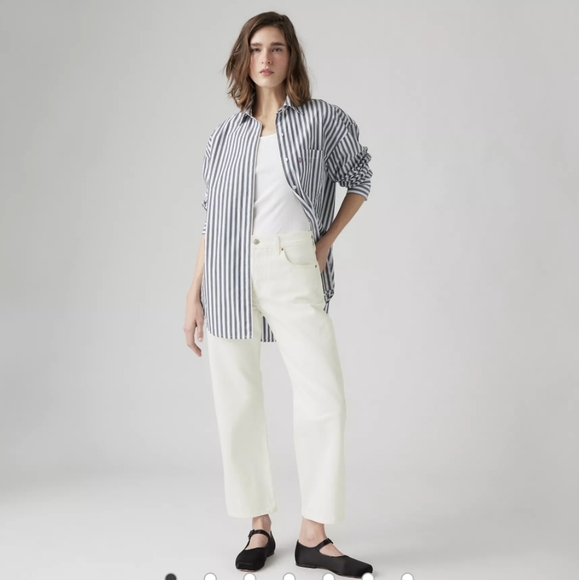 WORN 1X LEVI'S WHITE ANKLE JEANS - Picture 2 of 4